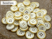 Load image into Gallery viewer, Burned Ivory Buttons (quantity 50)