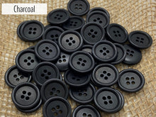 Load image into Gallery viewer, Charcoal Grey Buttons (quantity 50)
